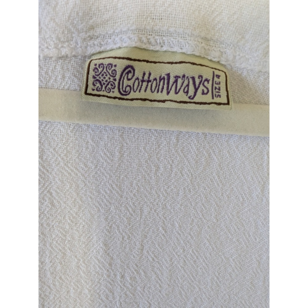 Cottonways White Gauze Cotton V-Neck Tunic Top Handkerchief Hem Size 4X Womens - Picture 4 of 8